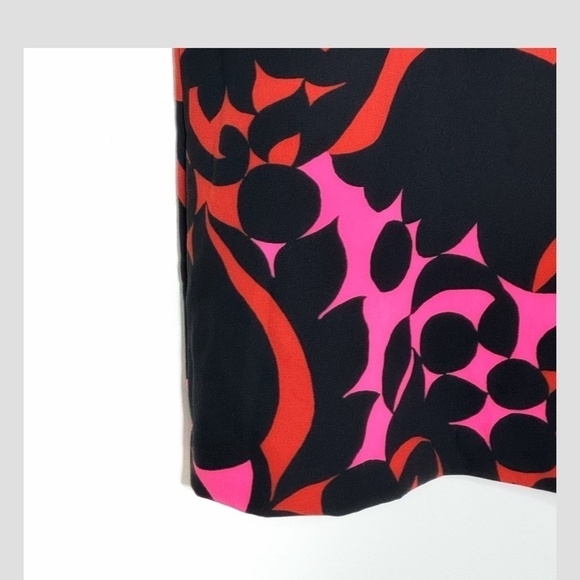 Ann Taylor Plus Size Shift Dress Sleeveless Retro Print Black Bright Pink Sz 16 - Picture 12 of 16